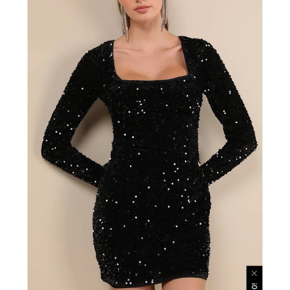 Lulus Women’s Sequin and Velvet Open Back Minidress NWT Sz L Prom Formal - Picture 2 of 8